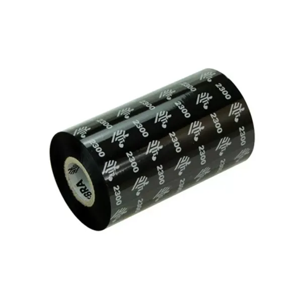 Vosková termotransferová páska Zebra 02300BK08330, černá, šířka 83 mm, délka 300 m, navinutá inkoustem ven, vhodná pro tiskárny Zebra s plochou tiskovou hlavou.