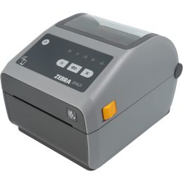 Stolní přímotermální tiskárna štítků Zebra ZD621D (model ZD6A042-D0EF00EZ) v šedém provedení, s přehledným ovládacím panelem s tlačítky a LED indikátory.