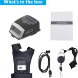 Nositelný Bluetooth 2D skener čárových kódů Posunitech GS02 s rukavicí, odolný proti prachu a vodě, vhodný pro sklady a logistiku.