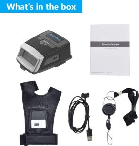 Nositelný Bluetooth 2D skener čárových kódů Posunitech GS02 s rukavicí, odolný proti prachu a vodě, vhodný pro sklady a logistiku.