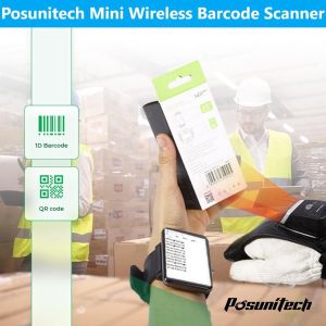 Nositelný Bluetooth 2D skener čárových kódů Posunitech GS02 s rukavicí, odolný proti prachu a vodě, vhodný pro sklady a logistiku.