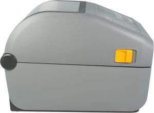 Stolní přímotermální tiskárna štítků Zebra ZD621D (model ZD6A042-D0EF00EZ) v šedém provedení, s přehledným ovládacím panelem s tlačítky a LED indikátory.